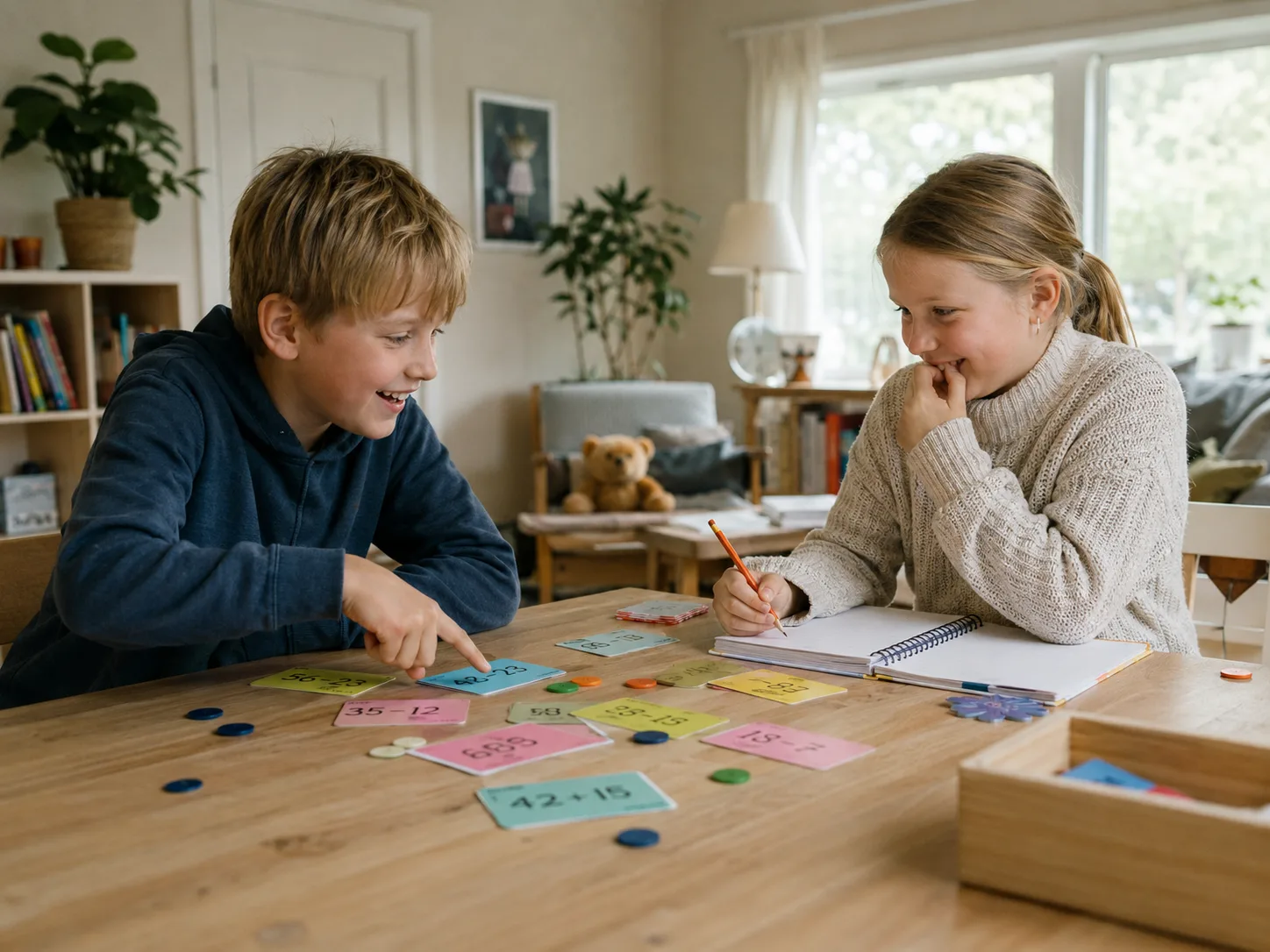 Matteduell hjemme med enkle spill for to barn i Norge
