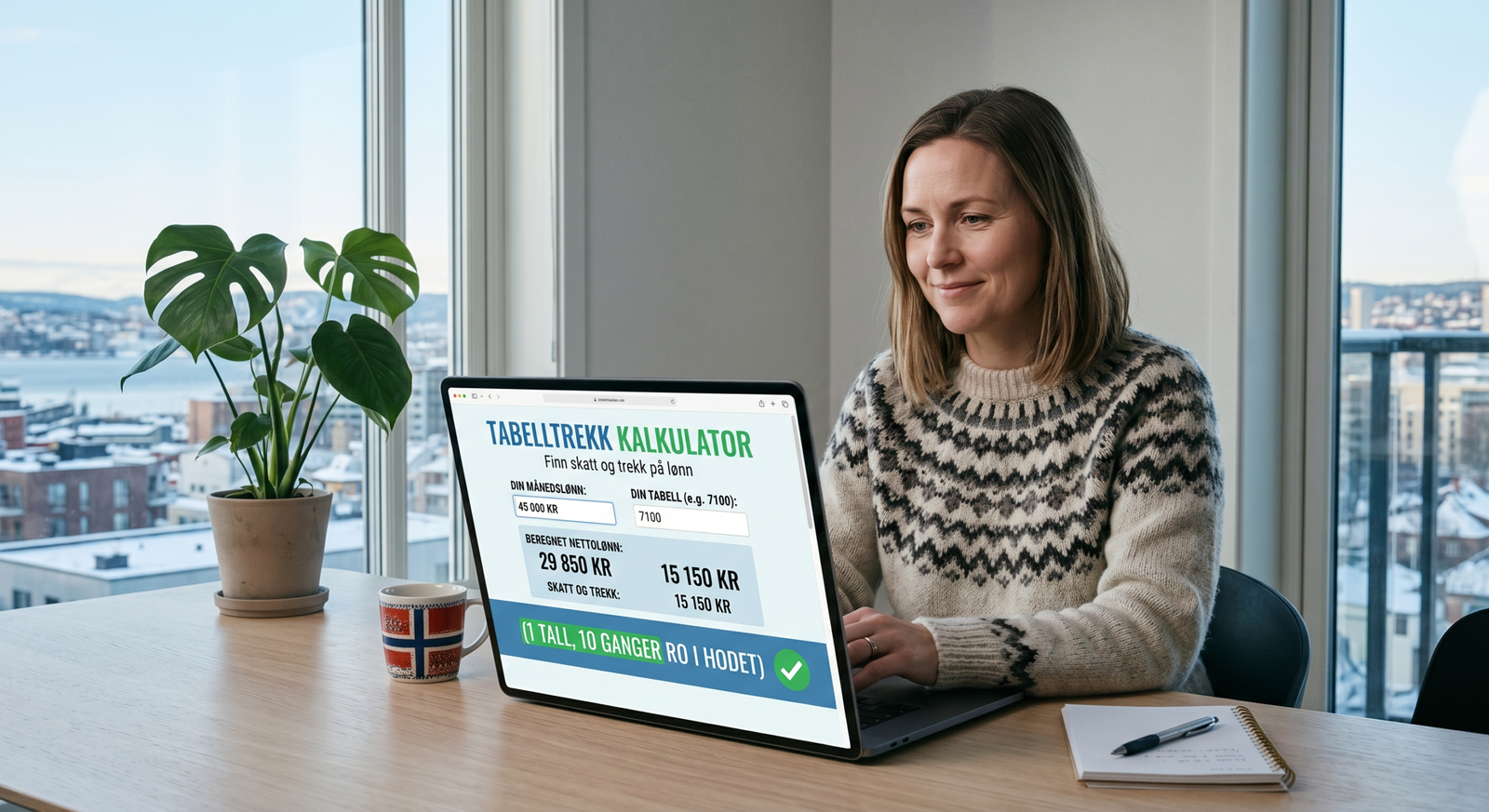 Tabelltrekk kalkulator — Finn skatt og trekk på lønn